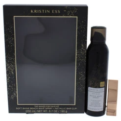 Kristin Ess Beach Wave Spray Plus Metallic Gold Bar Clip Kit By Kristin Ess For Unisex - 2 Pc 6.7oz Hair Spray, Metallic Gold Bar Clip
