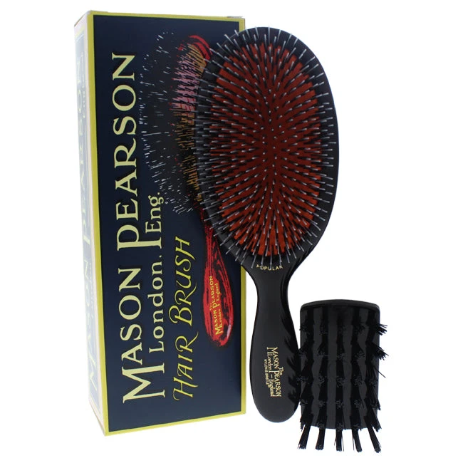 Mason Pearson Large Popular Bristle And Nylon Brush - BN1 Dark Ruby By Mason Pearson For Unisex - 2 Pc Hair Brush And Cleaning Brush 5 Mason Pearson Large Popular Bristle And Nylon Brush - BN1 Dark Ruby By Mason Pearson For Unisex - 2 Pc Hair Brush And Cleaning Brush - Image 3